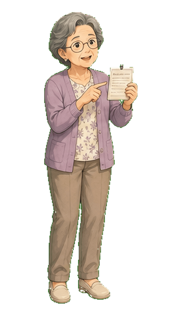 Khun Mali, an older resident with glasses and a walking stick